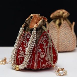 Red and golden potli bag